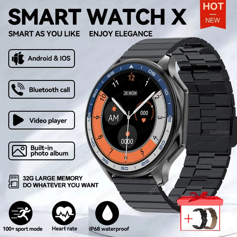 2024 New For OPPO Watch X Smart Watch 4G Memory Music Video Bluetooth Call Waterproof Smartwatches For Android IOS TWS Earphones