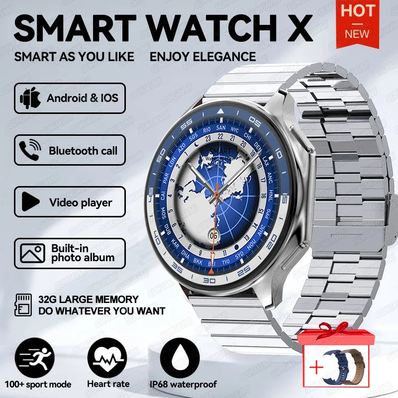 2024 New For OPPO Watch X Smart Watch 4G Memory Music Video Bluetooth Call Waterproof Smartwatches For Android IOS TWS Earphones