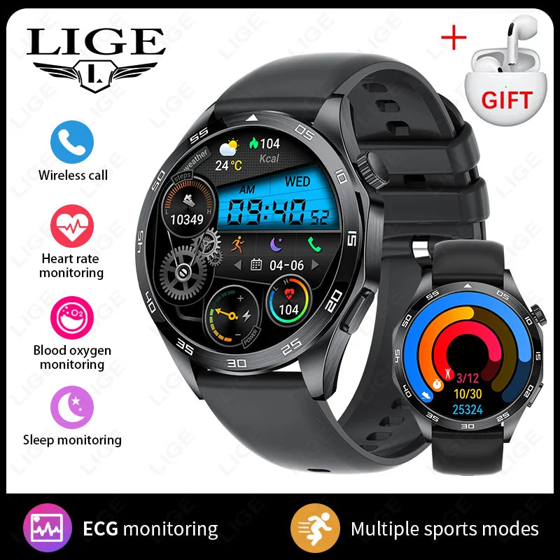 LIGE 2025 ECG AI Healthy Diagnose Smart Watch Men Women Heart Rate Blood Pressure Health Tracker Smartwatches For Xiaomi HUAWEI