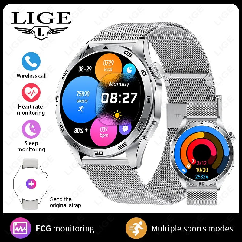 LIGE 2025 ECG AI Healthy Diagnose Smart Watch Men Women Heart Rate Blood Pressure Health Tracker Smartwatches For Xiaomi HUAWEI
