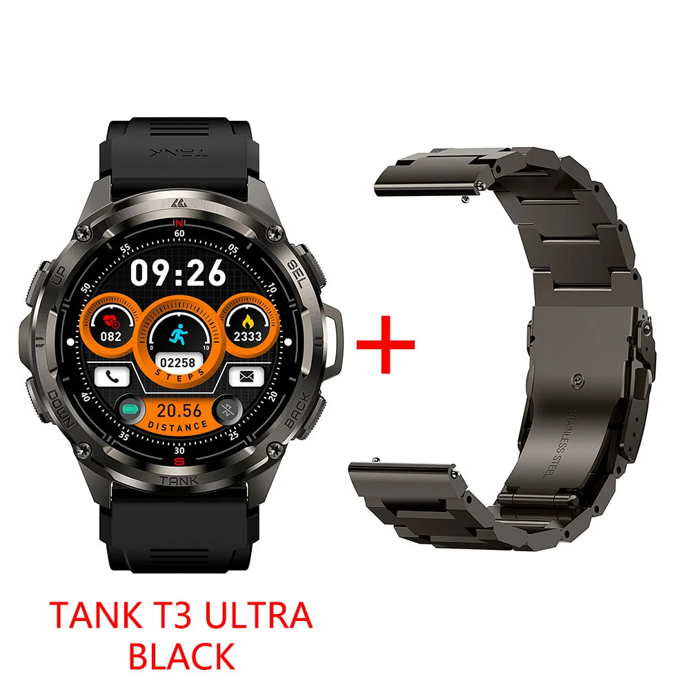 2025 NEW KOSPET TANK T3 Ultra GPS Smartwatches For Men Women Electronic Fitness Smart Watch Military Digital Waterproof Watches