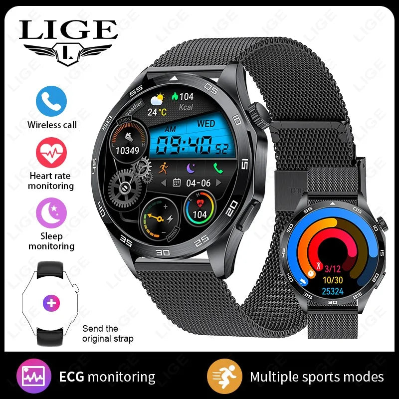 LIGE 2025 ECG AI Healthy Diagnose Smart Watch Men Women Heart Rate Blood Pressure Health Tracker Smartwatches For Xiaomi HUAWEI