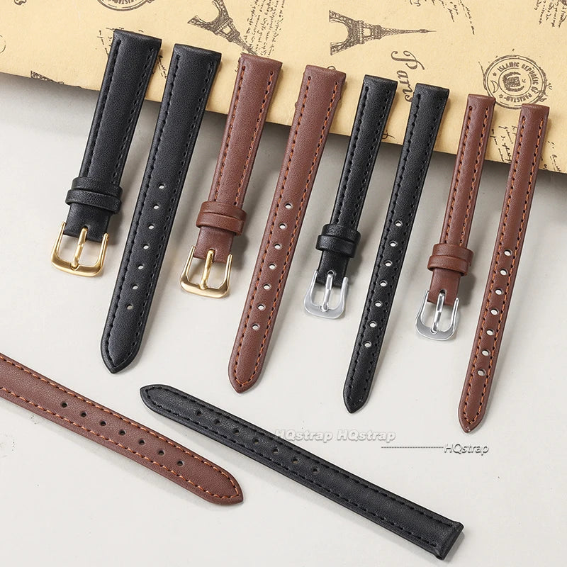 Cowhide Watch Band PU Leather 8mm 10mm 12mm 14mm 16mm 18mm Thin Soft Watch Strap Belt for Seiko Smartwatches 20mm 22mm Wristband