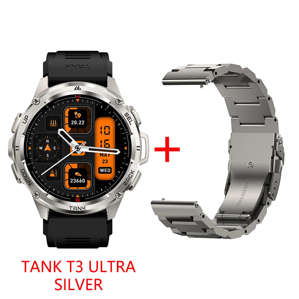 2025 NEW KOSPET TANK T3 Ultra GPS Smartwatches For Men Women Electronic Fitness Smart Watch Military Digital Waterproof Watches
