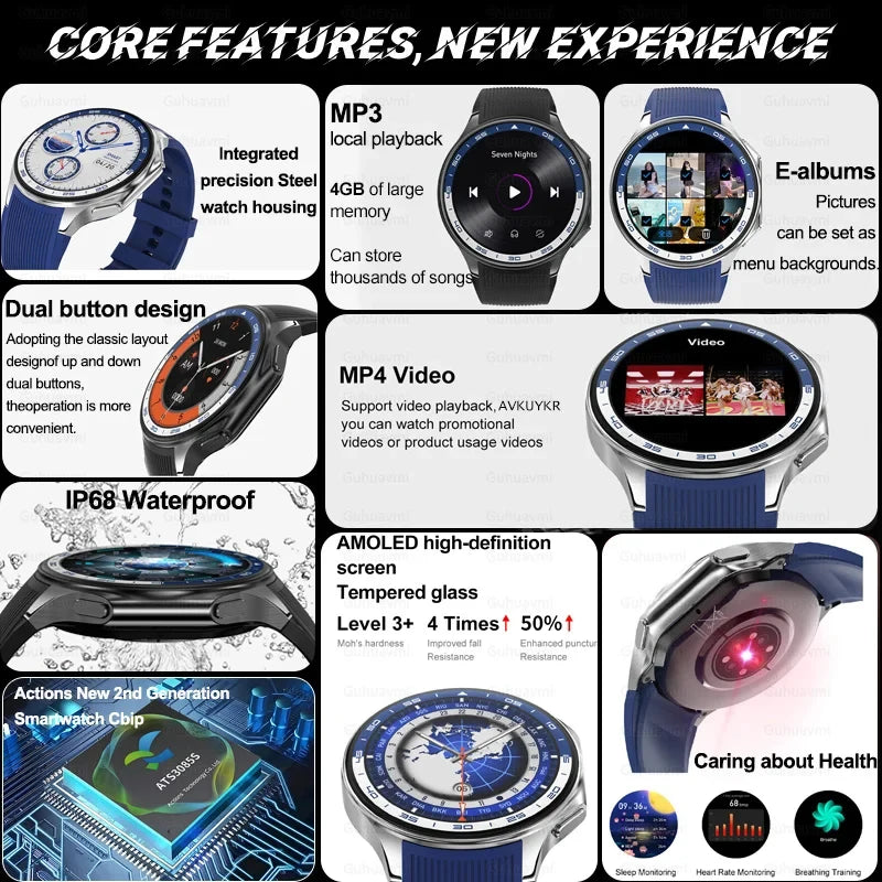 2024 New For OPPO Watch X Smart Watch 4G Memory Music Video Bluetooth Call Waterproof Smartwatches For Android IOS TWS Earphones