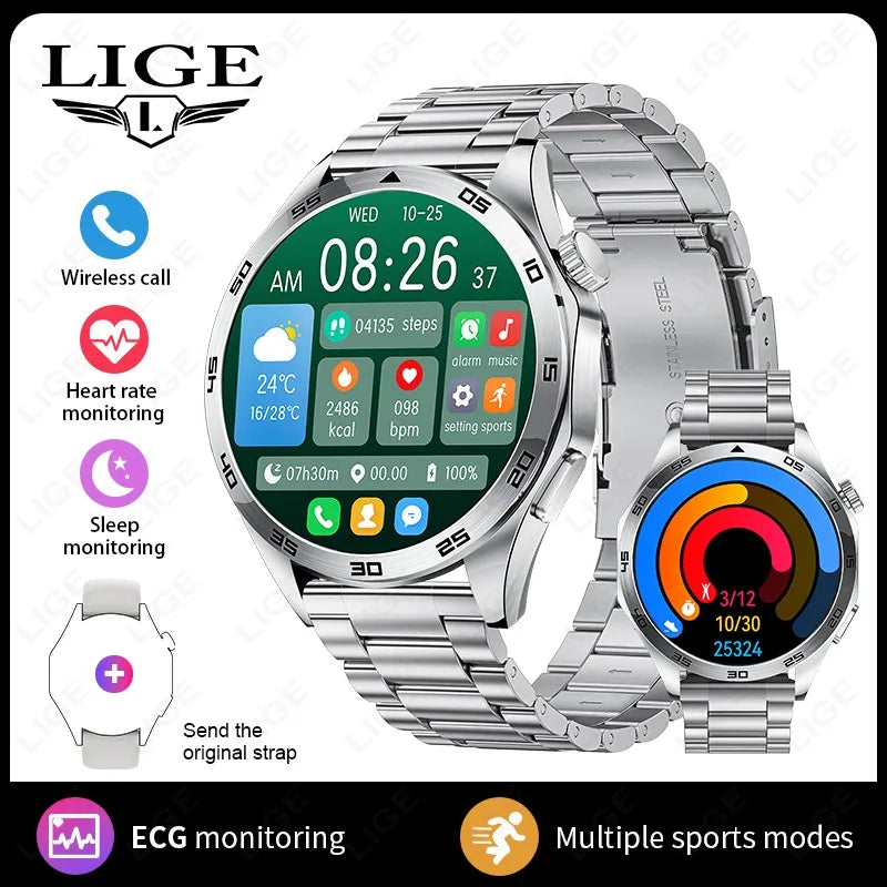 LIGE 2025 ECG AI Healthy Diagnose Smart Watch Men Women Heart Rate Blood Pressure Health Tracker Smartwatches For Xiaomi HUAWEI