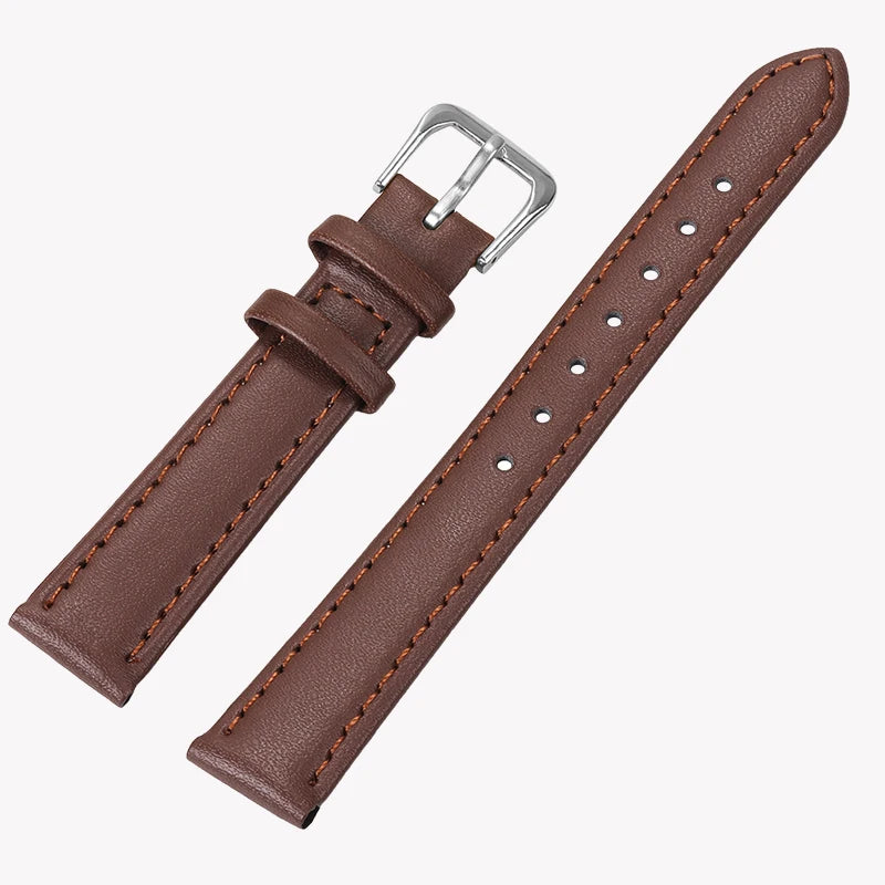 Cowhide Watch Band PU Leather 8mm 10mm 12mm 14mm 16mm 18mm Thin Soft Watch Strap Belt for Seiko Smartwatches 20mm 22mm Wristband