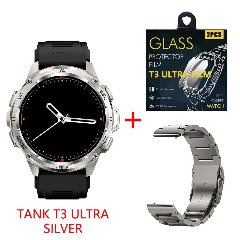 2025 NEW KOSPET TANK T3 Ultra GPS Smartwatches For Men Women Electronic Fitness Smart Watch Military Digital Waterproof Watches