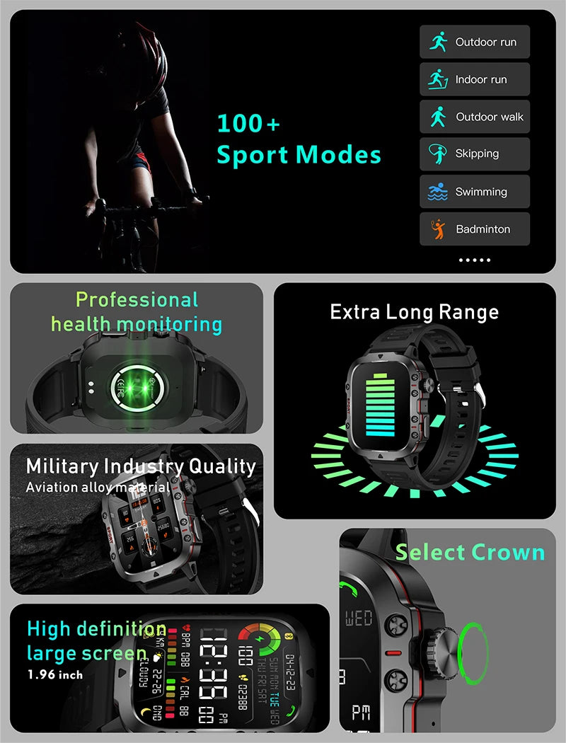 2024 For Xiaomi New Rugged Military GPS Smart Watch Men Bluetooth Call Health Monitoring AI Voice Sports Waterproof Smartwatches