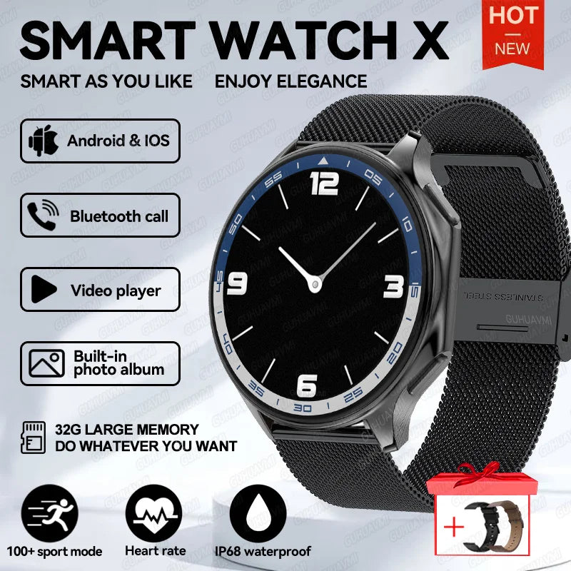2024 New For OPPO Watch X Smart Watch 4G Memory Music Video Bluetooth Call Waterproof Smartwatches For Android IOS TWS Earphones