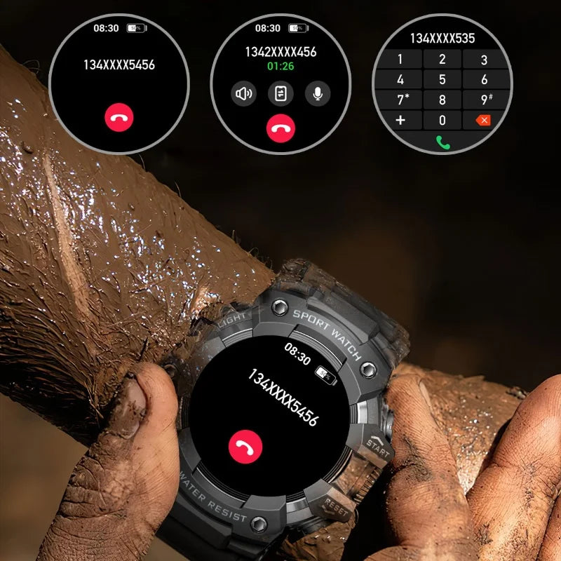 2025 Rugged Sport Smart Watch  Bluetooth Calls Colorful Waterproof Military Smartwatches with Flashlight SOS COMPASS for Phone