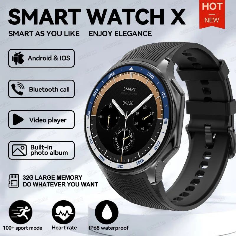 2024 New For OPPO Watch X Smart Watch 4G Memory Music Video Bluetooth Call Waterproof Smartwatches For Android IOS TWS Earphones