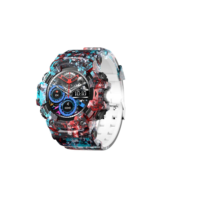 2025 Rugged Sport Smart Watch  Bluetooth Calls Colorful Waterproof Military Smartwatches with Flashlight SOS COMPASS for Phone