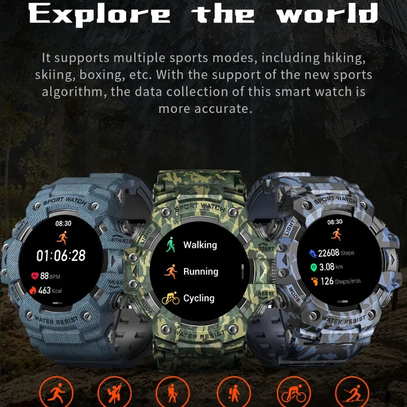 2025 Rugged Sport Smart Watch  Bluetooth Calls Colorful Waterproof Military Smartwatches with Flashlight SOS COMPASS for Phone