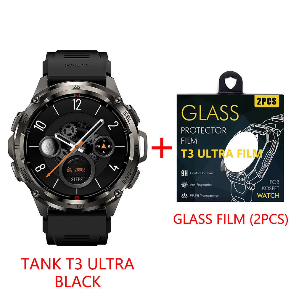 2025 NEW KOSPET TANK T3 Ultra GPS Smartwatches For Men Women Electronic Fitness Smart Watch Military Digital Waterproof Watches